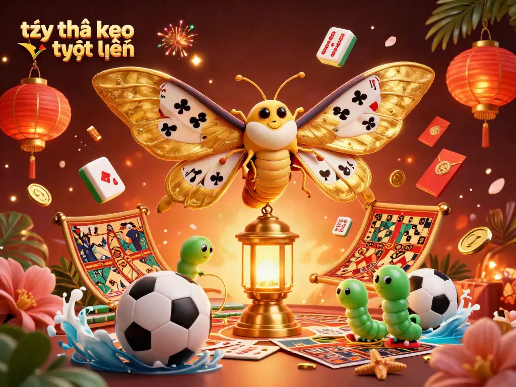 Engage with tỷ lệ kèo trực tuyến through a vibrant 3D casino-themed illustration rich with dynamic sports betting elements.