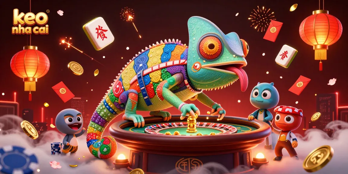 Engage with keo nha cai in this vibrant, dynamic casino scene filled with gaming elements.