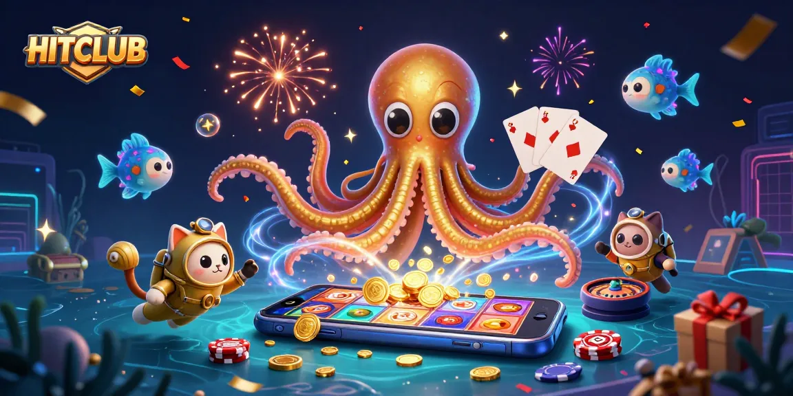 Play HITCLUB with an adventurous kraken and diving cat in an exciting casino scene