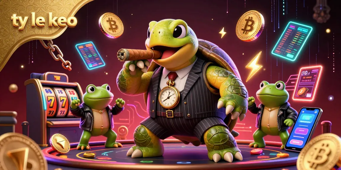 Engage with ty le keo as a snapping turtle in a mobster suit with gaming elements, illustrating exciting betting dynamics.