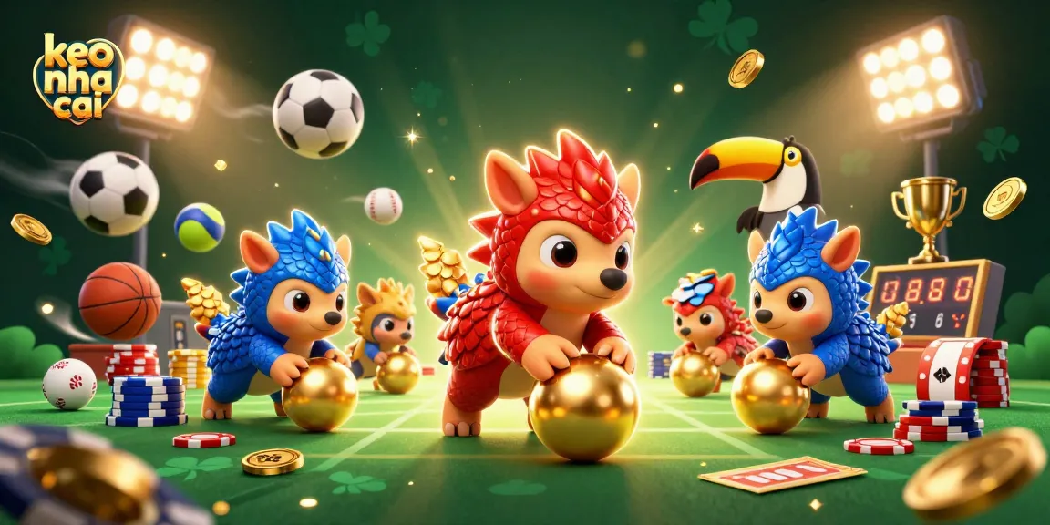 Engage in exciting sports betting with keo nha cai as rival pangolins compete in a 3D casino scene.